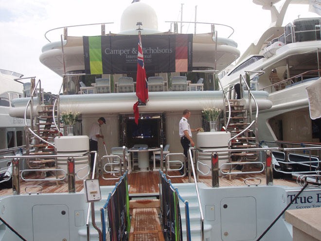 Mega Yacht True Believer in Monaco Harbour © Charter World http://www.charterworld.com.au